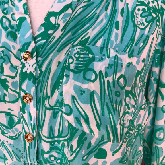 Lilly Pulitzer Delray Silk Tunic Bungle In The Jungle Sz S - Picture 4 of 16